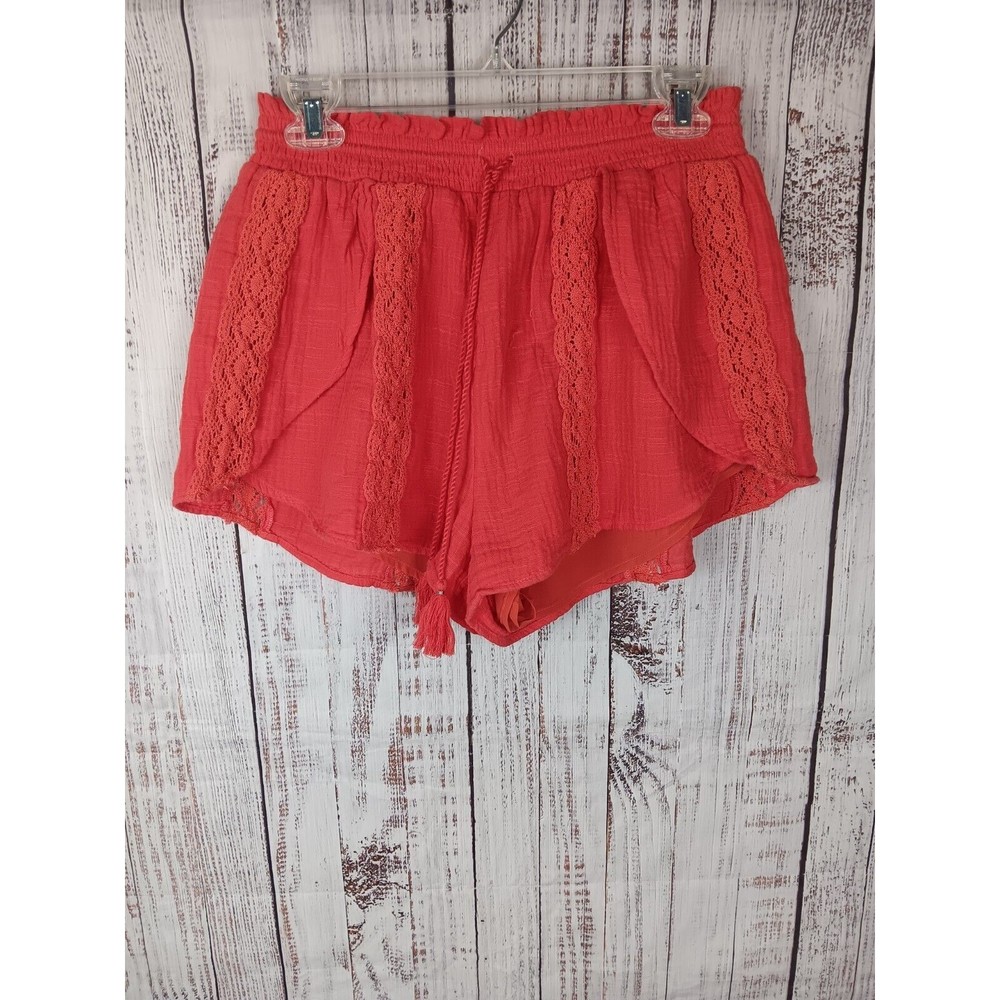 American Eagle Shorts Women’s Medium Orange Pull On Lace Tassel High Rise Casual